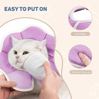 Avont Soft Cat Recovery Cone Collar, Adjustable Lightweight Kitten E-Collar for Small Dogs, Comfortable Neck Donut Stop Licking Scratching After Surgery -Purple(XS)