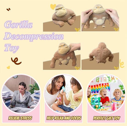 Stretchy Glue-Sand Filled Rubber Gorilla, Latex Gorilla Soft Decompression Doll Toy,Squishy Monkey Toy, Animal High-Elastic Stretchable, Decompression Toy for Adults and Children (Gorilla-S)