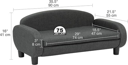 Paws & Purrs Multi-Cat Sofa Elevated Pet Bed for Indoor Cats Raised Cats Couch with Removable Washable Mattress Cover for Kittens, Dogs - 35.5" Wide, Gray