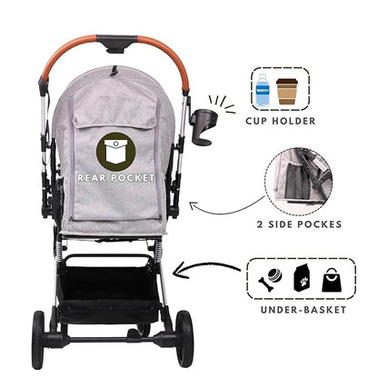 Pet Stroller for Small Medium Dogs Cats Up to 45 lbs, Travel Lite Collapsible, All Terrain 4 Wheels for Jogging, Running, Black