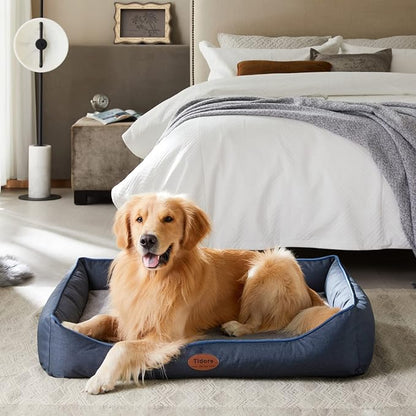 Orthopedic Dog Beds for Medium Dogs, Durable Egg Crate Foam Sofa Dog Bed wit Washable Removable Cover,Waterproof Lining,Pet Bed for Large Dogs (Navy Blue, 39.4" L x 31.5" W x 7.4" Th)