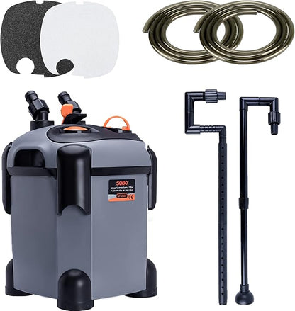 Aquarium Canister Filter with 3 Media Trays Spray Bar External Canister Filter for Large Fish Tank and Aquariums, 650F - 171GPH