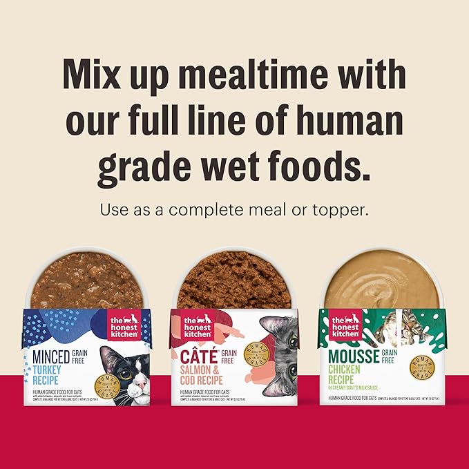 The Honest Kitchen Minced - Turkey in Bone Broth Gravy Wet Cat Food, 5.5 oz (Pack of 12)