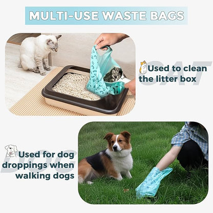 Poop Bags for Dog and Cat - Biodegradable 100% Leak-Proof Pet Waste Bags with Handle, 180 Count, Cornstarch Based Extra Thick, for Dog Poop and Cat Litter Disposal (Unscented)