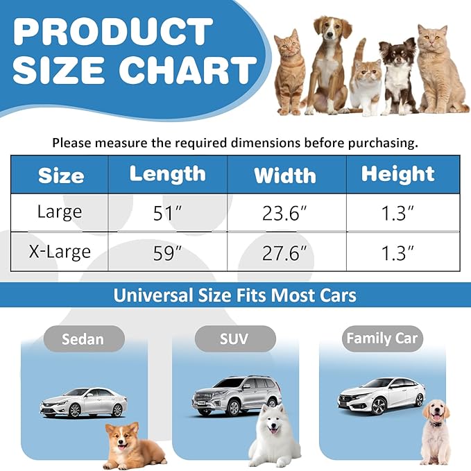 VClife Dog Car Seat Cover for Backseat Extender, Anti Slip Dog Bed Mat Travel Blanket, Pet Friendly Backseat Cover for Cars, SUVs, Small Trucks, Back Seat Extender Protector (Sage Green, 59"×27.6")