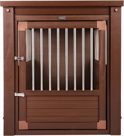 New Age Pet ECOFLEX Dog Crate End Table - Furniture-Style Pet Crate for Crate Trained Dogs - Stainless Steel Tubing & a Latched Closure - 10 Year Manufacturer's Warranty, X-Large, Brown