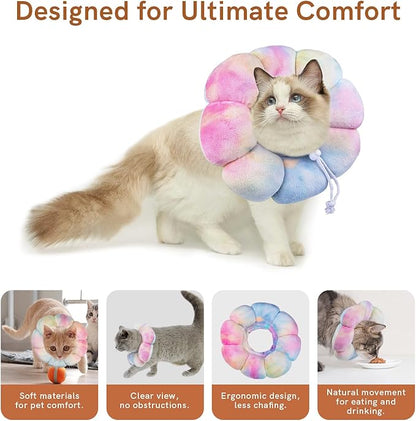 Cat Cone Collar Soft, Adjustable Cats Protective Neck Recovery Collar After Surgery