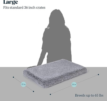 Stoutwool 4" Indestructible Dog Bed - Orthopedic Chew Proof Dog Crate Pad - Fluffy Kennel Mat for Aggressive Chewers - Ideal for Large Breeds & Fits 36-Inch Crate - 35"x22", Charcoal