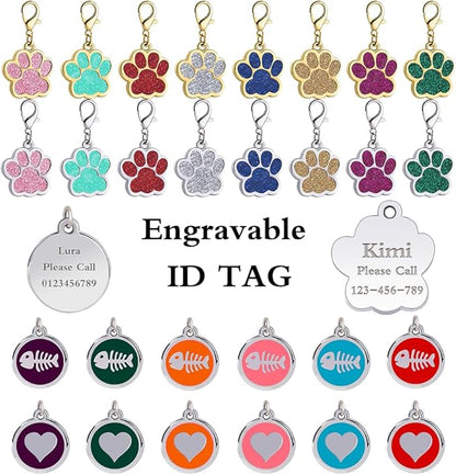 Personalized Breakaway Cat Collars Glow-in-The-Dark with ID Tag, Bell - Safety Quick - Release, Customizable for Female Male Kittens & Cats (Black)