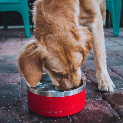 Coldest Dog Bowl - Anti Rust Metal, Non Slip, 3 Layers Insulated Stainless Steel Dog Bowls - Spill Proof & Heavy Duty - Water Bowl for Dogs, Cats & Pets, Dish Washer Safe (21 oz, Mars Red Glitter)