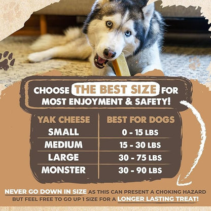Mighty Paw Yak Cheese Chews for Dogs - All-Natural Long Lasting Pet Treats - Odorless Limited-Ingredient Chews for Puppies & Power-Chewers (Medium, 4 Pack)