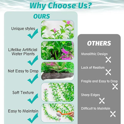 Hamiledyi Aquarium Plastic Plants Aquarium Decor Artificial Fish Tank Plants,Tall Fish Tank Decorations, Extra Large Aquarium Plant 20.4-inch Tall,1PCS