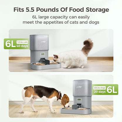 Automatic Cat Feeder for Pets, Programmable Meal Dispenser, for Timed Meals for Up to Cats & Dogs Including Dual Power Supply, and Capacity for 4 Meals Daily