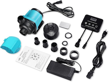 1320GPH Aquarium Return pump with LCD display controller, DC 24V 35W aquarium pump for saltwater freshwater aquarium,fish tank,sump,20 speeds ECO Quiet Submersible and inline pump