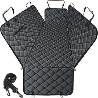Waterproof Dog Car Seat Cover for Back Seat - Durable, Scratch Proof Pet Hammock with Nonslip Design & Storage Pockets, Fits Cars, SUVs, Trucks - L, Black
