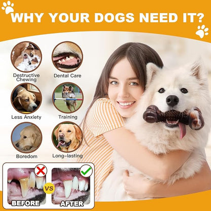 Dog Chew Toys for Aggressive Chewers, 2Pack Large Indestructible Dogs Bone Toy for Small Medium Breeds, Durable Tough Nylon Dog Chew Toys To Keep Them Busy, Puppy Teething Toy Bone, Beef&Bacon Flavor