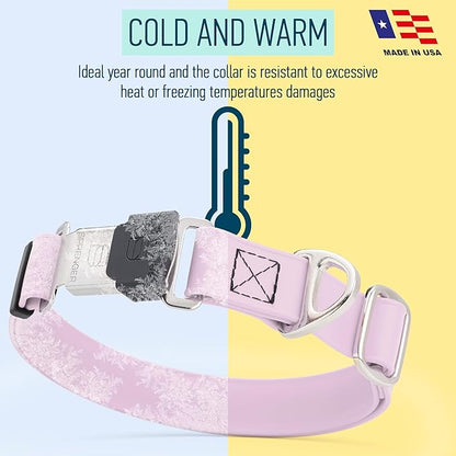 Dogline Biothane Waterproof Dog Collar with Herm Sprenger Black Stainless Steel Quick Release Buckle – Heavy Duty Tactical Durable Collar for Dogs – Comfortable and Safe Pet Collar W1 L 15-25" Pastel