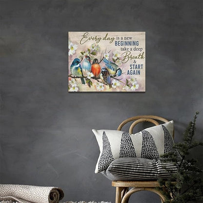 Bird Wall Art Farmhouse Flower Branch Pictures Rustic Country Birds Wall Decor Floral Canvas Print Painting Artwork for Bathroom Living Room Bedroom 12"x16"