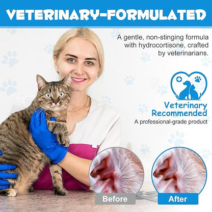 Dog & Cat Ear Infection Treatment Drops, Pets Ear Cleaning Drops with 1% Hydrocortisone for Dog & Cats Yeast Infection, Itchy Ear Relief, Treats Ear Infections for Dogs & Cats - 2 fl oz