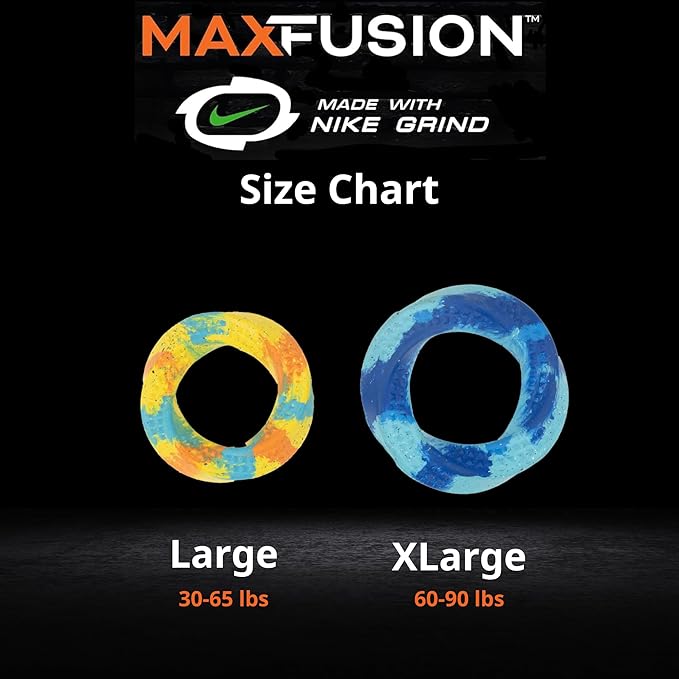 Max Fusion with Nike Grind, Arlee Twisted Dog Toy, Chew Toy for Play, Fetch, Tug, L