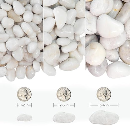 Natural Unpolished Bulk Pebbles 20lbs, 2-3 Inch White River Rocks, Hand-Picked Premium Stones for Landscaping and Garden Design Fish Tank, Flower Pots, Pathways and Backyard