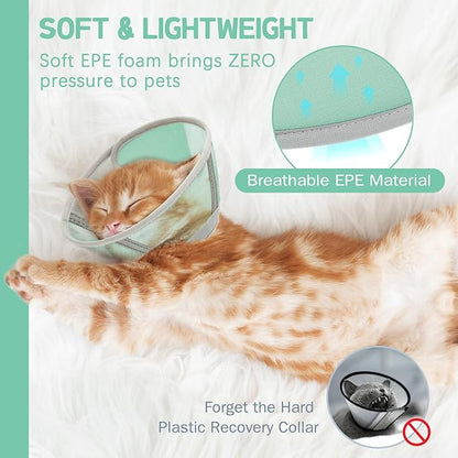 Cat Cone Collar Soft, Cat Recovery Collar for Large Medium Small Cats Kittens, Kitten Cone Alternative After Surgery