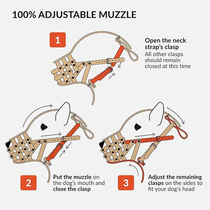 CollarDirect Dog Muzzle German Shepherd Dalmatian Doberman Setter Leather Basket Medium Large Breeds (Grey, Medium)