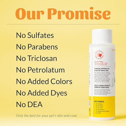 Skout's Honor Probiotic Dog Shampoo & Conditioner with Avocado Oil & Omega-3s, 97% Natural, Paraben & Sulfate-Free, Cruelty-Free, 16oz, Honeysuckle