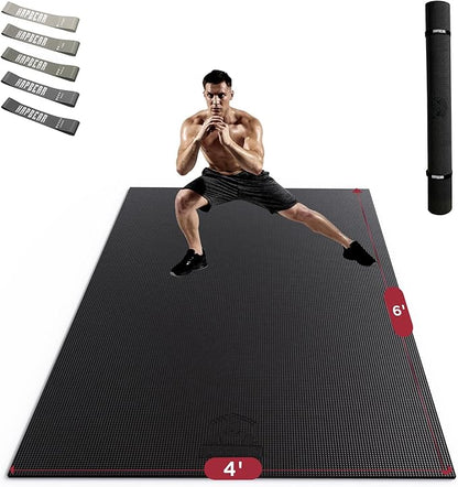 HAPBEAR Extra Large Exercise Mat-7'x5'/6'x8'/6'x9'/6'x10'/6'x12'x8mm(1/3 inch),Non-Slip, Ultra Durable, Thick Workout Mats for Home Gym Flooring Cardio, Yoga Mats for Fitness, High-Density Exercise Mat, Shoes-Friendly
