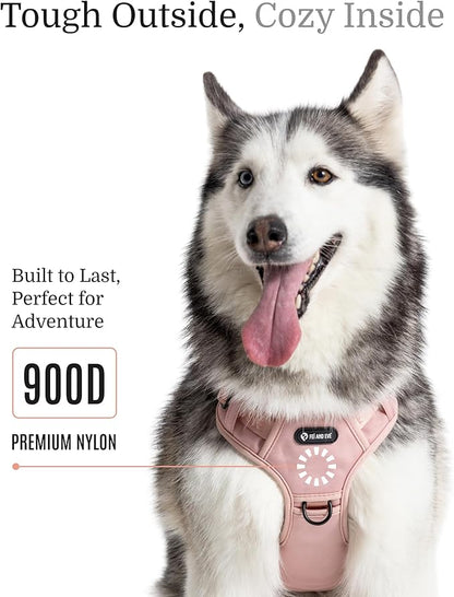 2025 New Edition, Fei & Eve MagEase Dog Harness - 3-Second Magnetic Buckles | 3-Point No-Pull Control | Heavy-Duty 900D Nylon | Dual Safety Handles | Breathable Mesh | Adjustable Fit | Large, Pink