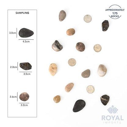 Royal Imports 5LBS River Rocks Decorative Ornamental Pebbles, Garden Landscaping Stones, Gravel Filler for Plants, Vases, Succulents, Home Decor, Aquariums, Crafting, Animal Habitat - Large Natural