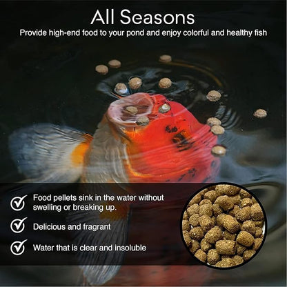 BIG Kahuna Koi Fish Food- 4.5 lbs Jug – Made in The USA - Koi Food Floating Pellets – 3/16" - 1/4" Pellet Size – 32% Protein Fish Food – Rich in Nutrients
