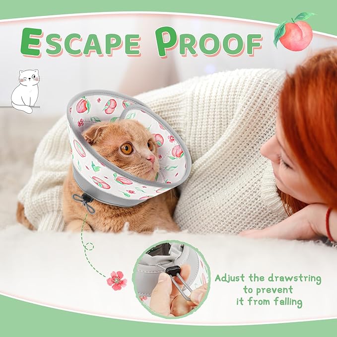 Cat Cone Collar Soft to Stop Licking, Adjustable, Foldable Lightweight Kitten Cones After Surgery Recovery for Cats & Kittens, Cat Cone Alternative (PinkWhite, L)