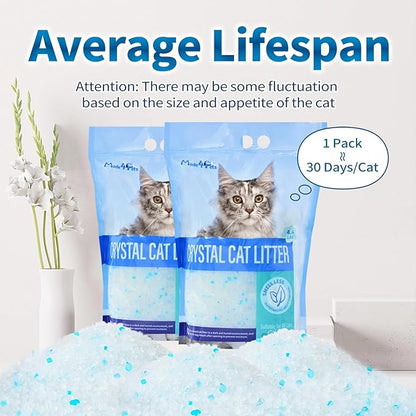 Made4Pets Cat Litter Crystals, Non Clumping Cat Litter Odor Control Kitty Litter Non Clumping No scooping Low Dust, Low Tracking, Lightweight, Dehydrates Waste,Cologne– 8.6 lbs (2 x 4.3 lb Packs)