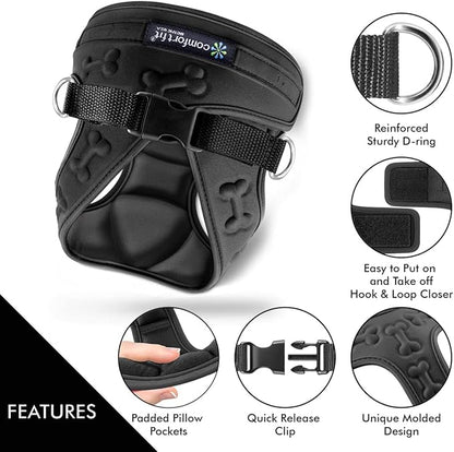 Comfort Fit Dog Harness No Pull No Escape Harness Adjustable Buckles Soft Padded Reflective Choke Step in Dog Vest with Easy Control Handle for Small Medium Large Dogs & Puppies