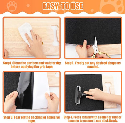 120 Grit Pet Nail Self Adhesive Replacement Emery Paper - Suitable for Small and Dogs with Long Quicks - Scratch Alternatives to Cat and Dog Nail Clippers (10in*13ft, Black, 120 Grit)