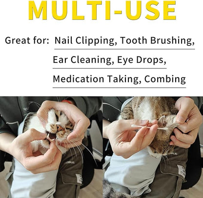 2PCS Cat Wrap for Cutting Nails, 21x21in Self-Adherent Pet Cat Grooming Wrap for Medicine, Nail Clipping, Teeth Brushing, Ear Cleaning | Anti-Escape Anti-Bite Anti-Scratch (Butterfly)