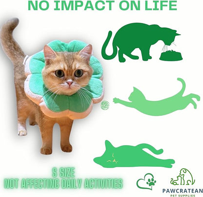 Adjustable Comfy Flower Style Elizabeth Collar for Cats Puppies Soft Recovery Cone Pet Protective Neck Collar (Green, Samll)