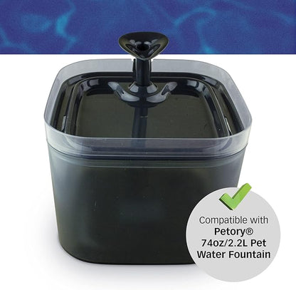 PET STANDARD Replacement Water Filter & 10 Pack Replacement Pre-Filter Sponges Compatible with Petory® 74oz/2.2L Automatic Pet Fountain, Pack of 10