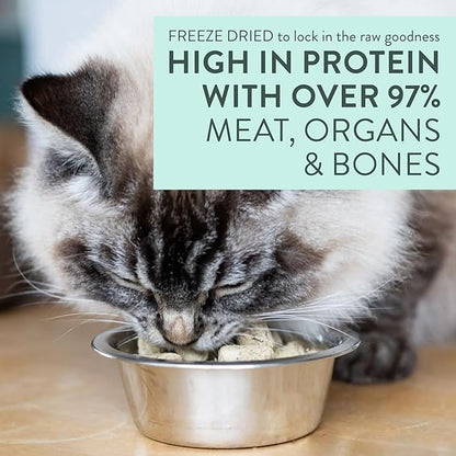 Meow Lamb & Hoki Freeze Dried Raw Cat Food, Mixer, or Topper, or Treat - High Protein, Natural, Limited Ingredient Recipe 9.9 oz