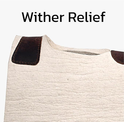 Black HOOF BlackHoof Steam Pressed Merino Wool Felt Contoured Pad 1 Inch Thick(31in Length and 32in Width), Saddle pad for Horses, White
