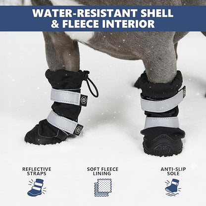 Spark Paws Dog Shoes, Waterproof Dog Boots for Medium to Large Dogs, Non Slip, Breathable Dog Booties and Paw Protectors - 4PCS Doggie Hiking Boots with Reflective Straps - Black, Size 6