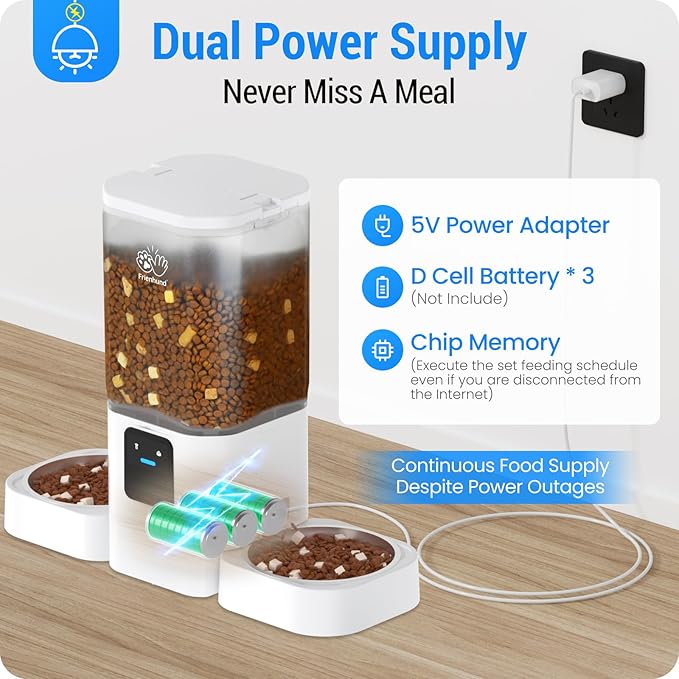 Automatic Cat Feeders 2 Cat with Slow Feed: Dual Automatic Dog Feeder with 5G WiFi, cat Food Dispenser with Alexa for Multiple Pets, Detachable for Easy Clean - 29 Cup（7L Large Capacity）