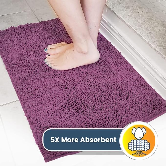 Muddy Mat® Shown on TV – Super Absorbent Door Mat Indoor, Microfiber Quick Dry Chenille Entryway Rug, Non-Slip Front Door Mat, Indoor Mats for Entryway, Machine Washable Pet Rug, Dark Purple 36"x60"