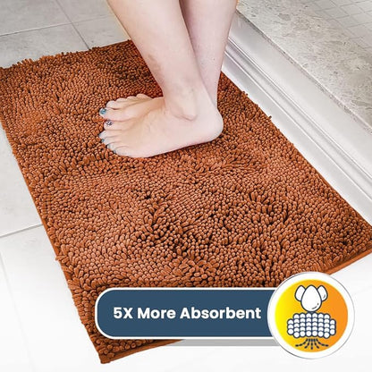 Muddy Mat® Shown on TV – Super Absorbent Door Mat Indoor, Microfiber Quick Dry Chenille Entryway Rug, Non-Slip Front Door Mat, Indoor Mats for Entryway, Machine Washable Pet Rug, Orange 36"x60"