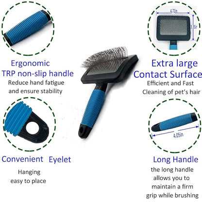 Dog Brush for Long Haired Dogs - Large Firm Slicker Brushes for Poodles, Goldendoodles & Shedding Grooming - Soft Massage Stainless Steel Pins (25mm/1") - Gentle Pet Grooming Wire