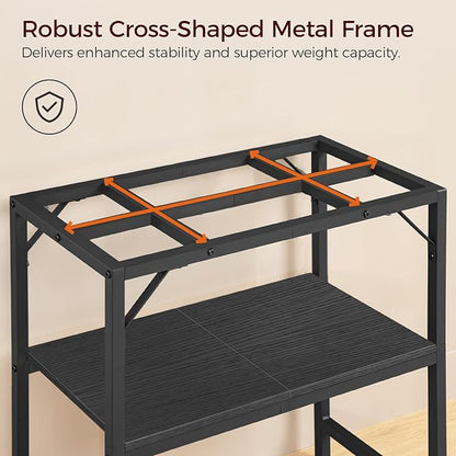 40-50 Gallon Fish Tank Stand, Aquarium Stand with 2-Tier Storage Shelves, Heavy Duty Breeder Turtle Terrarium Stand Rack for Home Office, 36.2" L x 18.9" W x 24.4" H, Black FTBK4001