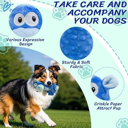 Blue Hippo Squeaky Dog Toy – Crinkle Plush Chew Toy for Small, Medium & Large Dogs