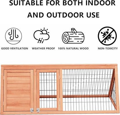 Chick Coop,Outdoor Portable Chicken Run Cage Wooden Triangle Quail Coop with Ventilating Wire Poultry Hutch for Small Animals (Natural Wood)