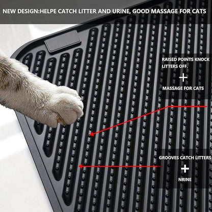 Silicone Cat Litter Mat, Scratch-Resistant Litter Trapping Mat, Waterproof & Non-Slip Litter Box Mat, Highly Effective for Collecting Litter, Easy to Clean for Indoor Use